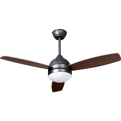 Ventilatore da soffitto moderno con telecomando con illuminazione a LED marrone scuro Mansala