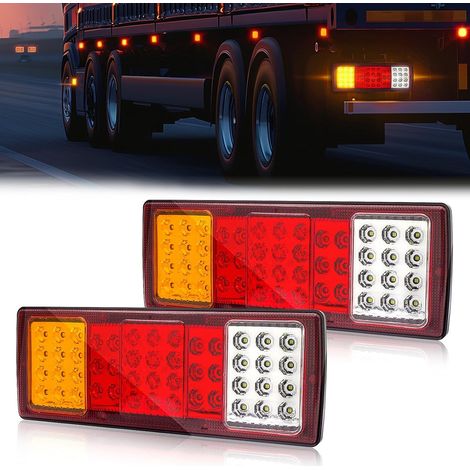 2pcs LED Trailer Tail Lights 12V 24V Multifunctional 48LED Truck Tail Light Brake Light Reversing Light for Trailer Van Camper Truck (1/5)