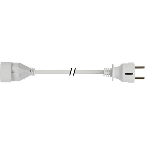 Perel Rallonge, H05VV-F 3G1.5, 10 m, 16 A/230 V, 3500 W, type E/F, Schuko, usage intérieur, PVC, blanc (1/5)