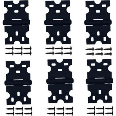 Charnières d’armoire noires – Lot de 6 pièces en acier résistant, idéales pour petites portes, tiroirs et fenêtres – Fixation avec vis incluse (1/5)