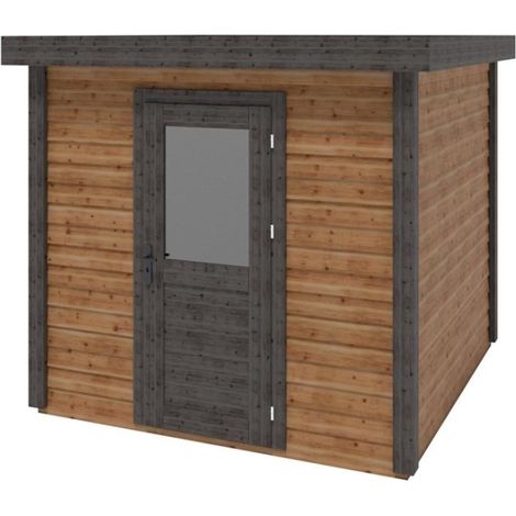 Abri de jardin en bois Rava 2.59x2.59m - 6.71m2 - Ep. 28mm - Traité (1/3)