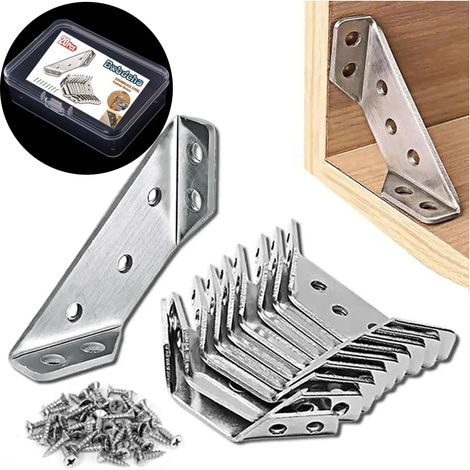 Möbeleckverbinder – 20 Stück universelle L-förmige Edelstahlwinkel für Holz, Metall-Eckwinkel für Beschläge, L-förmige Eckwinkel