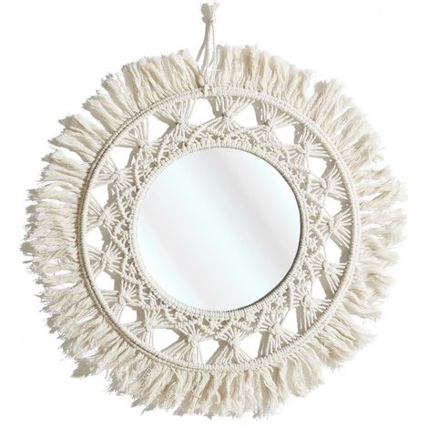 Miroir mural rond style bohème (Ø55 cm)