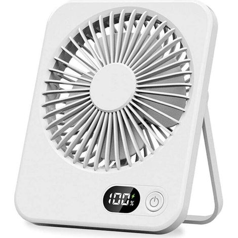 Mini-Tischventilator, leise, 180° neigbar, per USB wiederaufladbar, ultradünn, für den Heimgebrauch (weiß) (1/4)