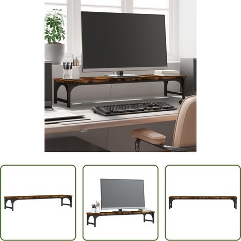 Support écran bois - Support de moniteur chêne fumé 85x23x15,5 cm bois d'ingénierie (1/5)