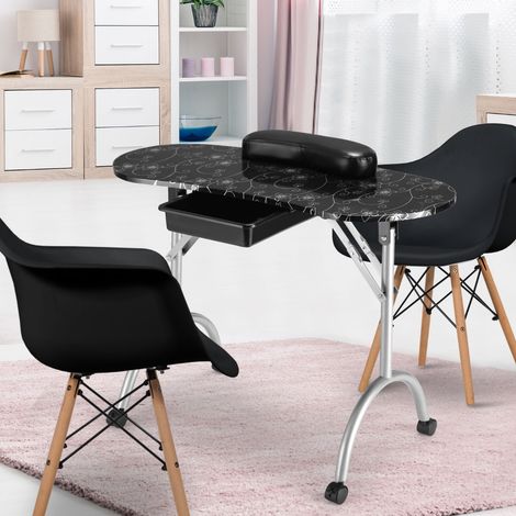 Table de Manucure Pliante Table de Travail à Roulettes pour Manucure 90 x 37 x 68 cm Noir (1/2)
