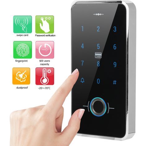 Clavier biométrique tactile avec lecteur d'empreintes digitales et carte RFID - Contrôle d'accès étanche IP68