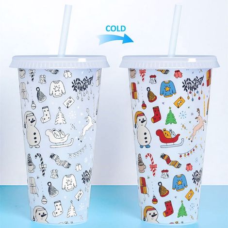 Tumbler Chaud-froid - Gobelet À Changement De Couleur - Thème Noël - Avec Paille - 710 Ml (1/5)