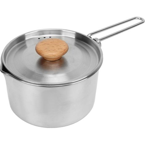 Bouilloire de Camping en Acier Inoxydable 304, 1L, Portable avec Poignée Pliable pour Randonnée et Pique-Nique (1/5)