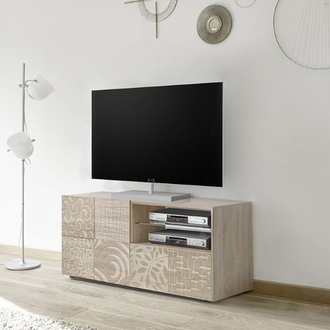 Meuble TV moderne coloris chêne clair 120cm SARA (1/5)