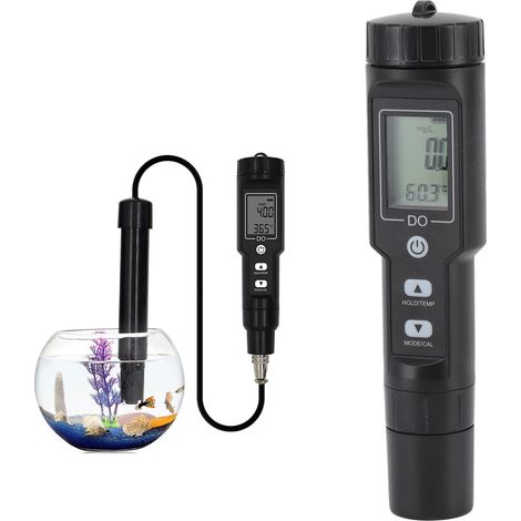 Analizador de oxígeno disuelto EJ.Life, comprobador digital de calidad del agua para medir el oxígeno disuelto y la temperatura en acuicultura de agua dulce (sin retroiluminación) (1/5)
