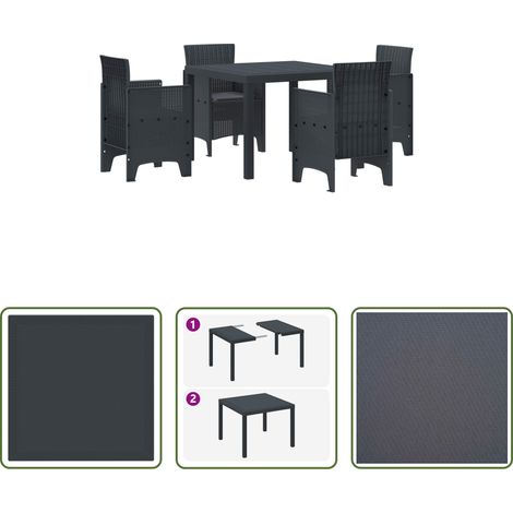 Garten Stühle -  Garten Essgruppe 5 pcs Anthrazit Polypropylen (1/5)
