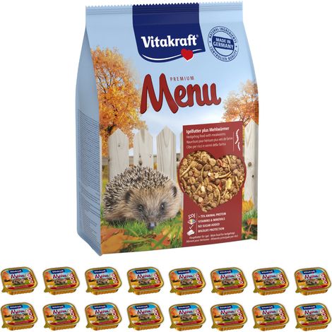 VITAKRAFT Nourriture pour hérisson - 2,5 kg & 16x 100 g nourriture humide