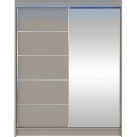 Armario Closico 143, Cachemira, 200x150x58cm, Puertas de armario: Correderas, Número de estantes: 5, LED (1/4)