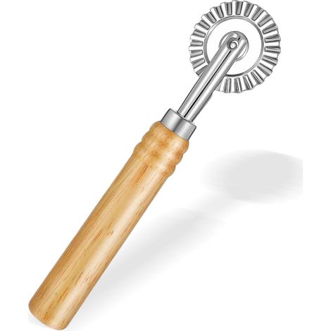 Tagliapasta, tagliapasta seghettato, tagliapizza con manico in legno, utensili per la pasta per pizza con rotella di taglio scanalata per casa e cucina