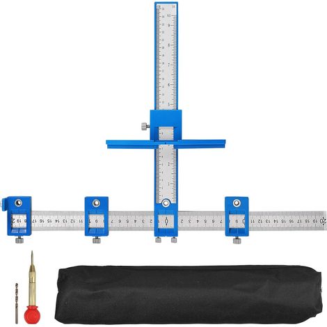 Hardware-Bohrschablonen-Set, verstellbare Stanzbohrlehre, Bohrmarkierung für Schrankbeschläge, Bohrschablonen-Hülse, Messwerkzeug, Holzbohrhülse (1/5)