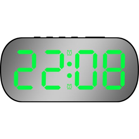Réveil numérique de bureau compact, affichage LED effet miroir, double alarme avec fonction snooze, 5 niveaux de luminosité réglables, idéal pour la chambre, la maison et le bureau.