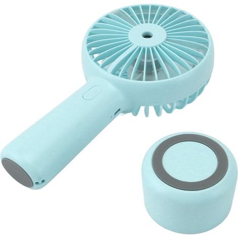 Ventilateur brumisateur portable silencieux 2000 mAh, 3 vitesses de ventilation, 2 modes de brumisation, 7 pales turbines, USB, pour bureau, bleu