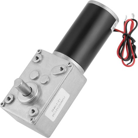 DC 12V Reversible Worm Gear Motor, 200RPM 5840-31ZY Self-locking Permanent Magnet Gearmotor DC Worm Gear Motor for DIY Robot Turntable (1/5)