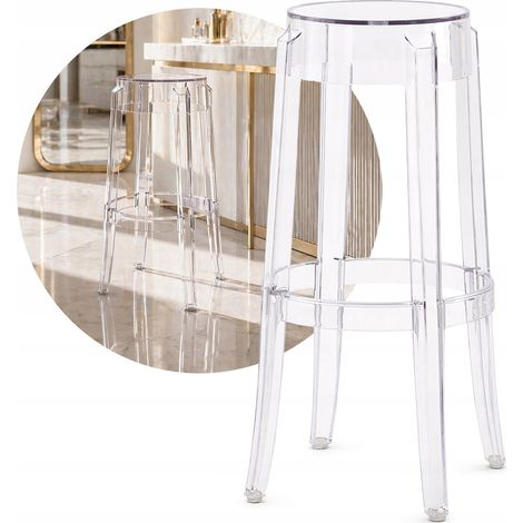 Taburete de bar transparente y elegante para isla de cocina de 76 cm. (1/5)