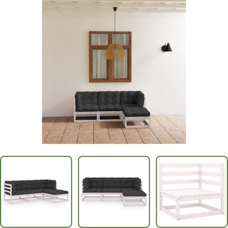 vidaXL Juego de muebles de jardín 4 pzas y cojines madera pino maciza (1/5)