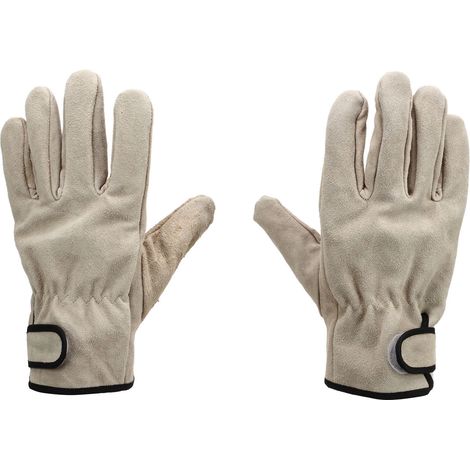 Guanti in pelle di vacchetta isolanti e resistenti, adatti per barbecue, campeggio, guida, saldatura e lavorazione del legno. (1/5)