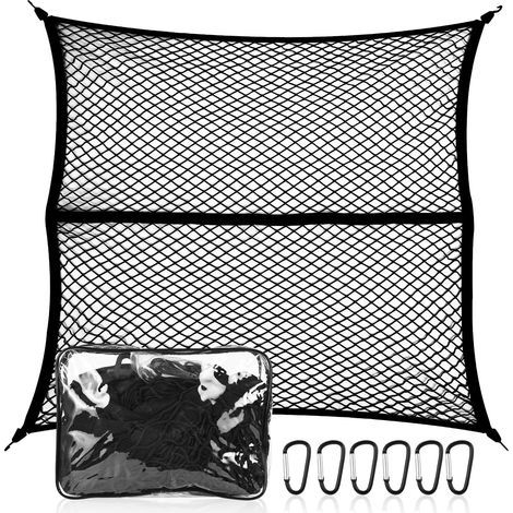 Filet de Rangement Extensible pour Pick-up 120x120cm à 230x230cm avec 6 Mousquetons (1/5)
