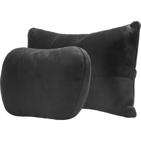 Car Headset and Lumbar Support Set - 2 Levels Height Adjustable Neck Pillow Removable and Washable Cover for Driving Comfort (Black) (1/5)