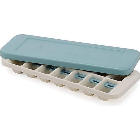 Bandeja para hacer cubitos de hielo de fácil extracción Joseph Joseph Duo QuickSnap – Sistema de liberación individual, tapa apilable, diseño higiénico, apta para lavavajillas.