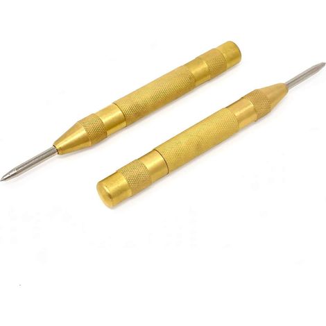 Poinçon automatique ultra-résistant - Poinçon à ressort en acier noir de 12,7 cm (5 pouces) avec tension réglable, outil manuel pour métal ou bois - Lot de 2 (1/5)