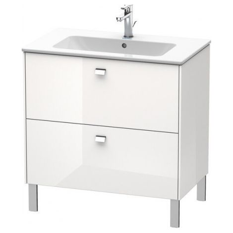 Duravit Meuble sous-lavabo Brioso sur pied 82,0 x 47,9 cm, avec 2 tiroirs, avec découpe pour siphon et tablier, pour lavabo ME by Starck 233683, Couleur (avant/corps): Décor blanc lustré, poignée chromée - BR440201022