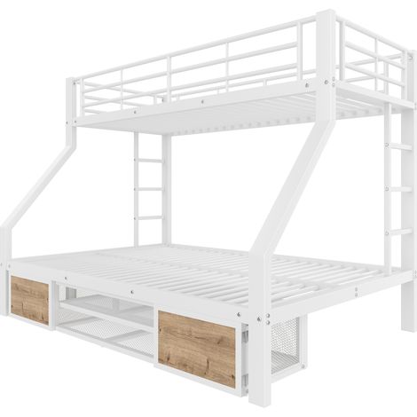 Letto a castello bambino bianco con contenitore e scala 90 x 200 cm / 140 x 200 cm EN747 (1/5)