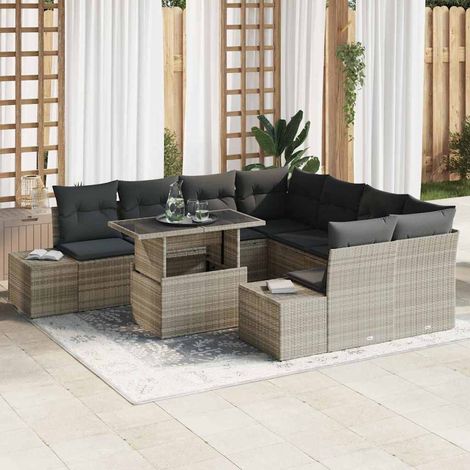 Set Divano da Giardino 9 pcs Grigio chiaro e grigio scuro vidaXL (1/5)