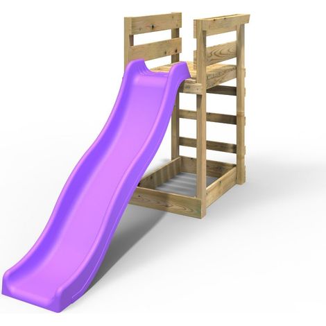 Add-on Wooden Platform with 6FT Slide for Rebo Wooden Garden Swing Sets - Purple