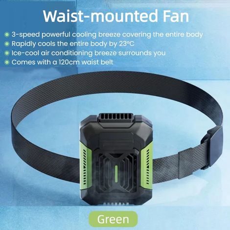 Tragbarer, 3-stufig verstellbarer Ventilator mit wiederaufladbarer LED-Taschenlampe, wasserfest für Baustellen im Freien, grün (1/5)