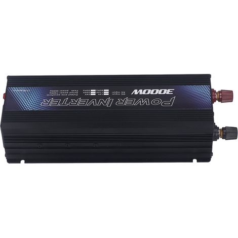 Convertisseur de tension pur sinus 3000W 12V CC vers 220V CA, onduleur voiture avec port USB et ventilateur, noir, 50Hz (1/5)