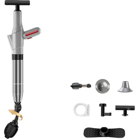 Hochdruck-WC-Reiniger mit Manometer, geeignet für Waschbecken, Toiletten, Badezimmer, Duschen und Küchen (grau, 1 Stück). (1/5)
