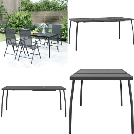 Mesa de jardín malla de acero gris antracita 165x80x72 cm - Acero - Malla