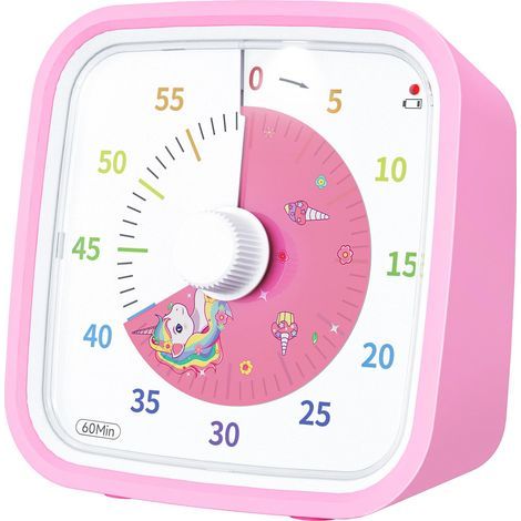 Visueller Timer im Einhorn-Design (mit Schutzhülle) — Universeller 60-Minuten-Timer (Design: Rosa Einhorn) (1/5)