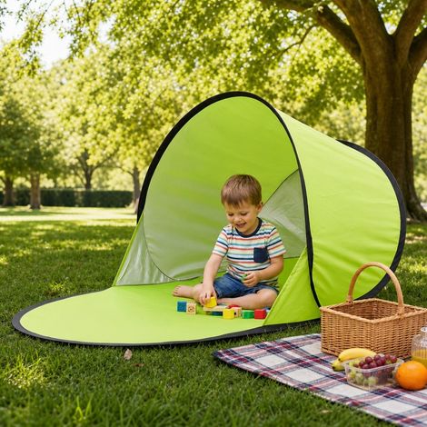 Tente de plage pliable instantanée pour 1 personne - Abri solaire portable sans assemblage en 1 seconde pour camping, pique-nique, arrière-cour, yacht (1/4)