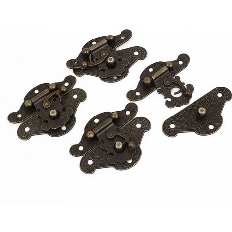Antik Eisenwaren Holz Box Verriegelung Sets Fall Lock- 4 Stück Regalträger & -stützen bronze Tone