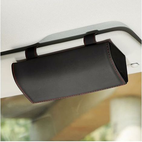 Étui à Lunettes de Voiture,Case de Rangement de Lunettes,Lunettes de Soleil Boîte avec Fonction Magnétique, pour Voiture SUV RV Camion, Noir (1/5)