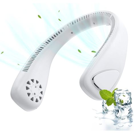 Ventilateur Cou, Ventilateur de Cou Portable, Mini Ventilateur de Nuque USB, Ventilateur Sans Pale Silencieux, Ventilateur Portable Rechargeable de Poche 2000mAh 3 Speeds Travail Sport Travel Outdoor (1/4)