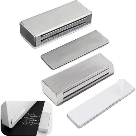Lot de 2 aimants autocollants pour portes de placard - Fermetures magnétiques pour portes de placard - Aimants pour portes de placard - Aimants pour tiroirs, meubles et placards - 6,5 x 2,5 x 1,5 cm - (1/5)