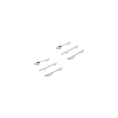 Set di 6 maniglie per cassetti in lega di zinco a forma di posate, design creativo per mobili, finitura spazzolata - Crezuo (1/4)