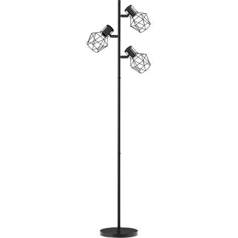 Lámpara de pie de metal negra con 3 portalámparas E27, 169 cm, 40 W, para salón, HOMVRA (1/5)