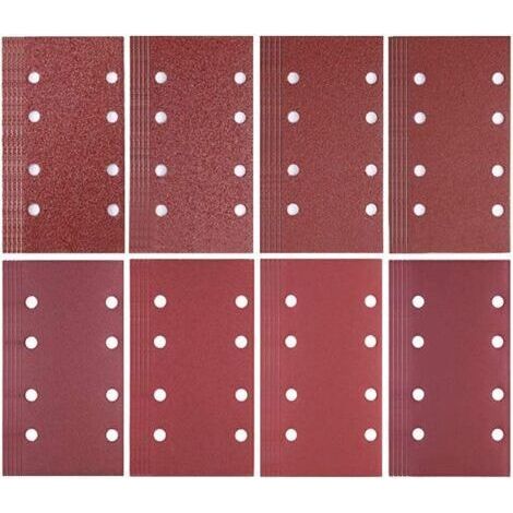 BUNTHAUS 80 Feuilles Abrasives pour Ponceuse,93 x 185 mm Feuilles Abrasives Ponceuse Papier Ponçage,Papier Abrasif pour Ponceuse à Souris pour Ponceuses Bosch Multi-Sander,grains 40/60/80/120/180/240/