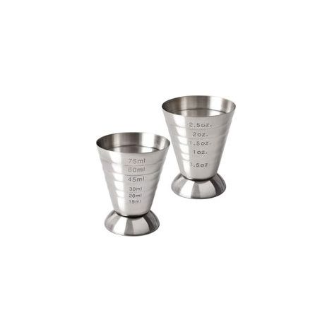 Doppelter Edelstahl-Messbecher 75 ml/2,5 oz, professioneller Cocktail-Messbecher, 2er-Set (1/4)