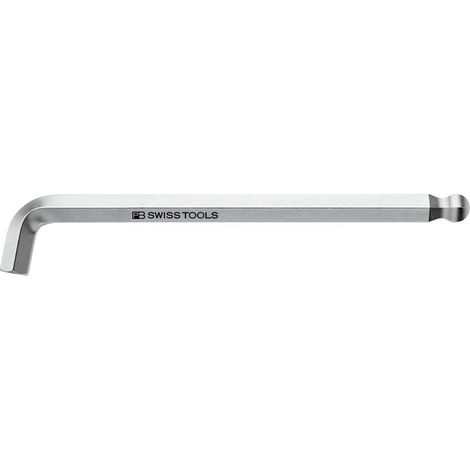 PB Swiss Tools Sechskant-Winkelschraubendreher, mit Kugelkopf und kurzem Schenkel, verchromt, 2,5 mm (1/2)