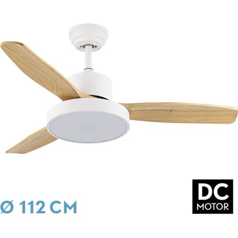 Ventilatore Kavala DC 48w Bianco 3 pale Faggio 112d 6 velocità 4078lm 3000-4000-6000k Telecomando+memoria+timer